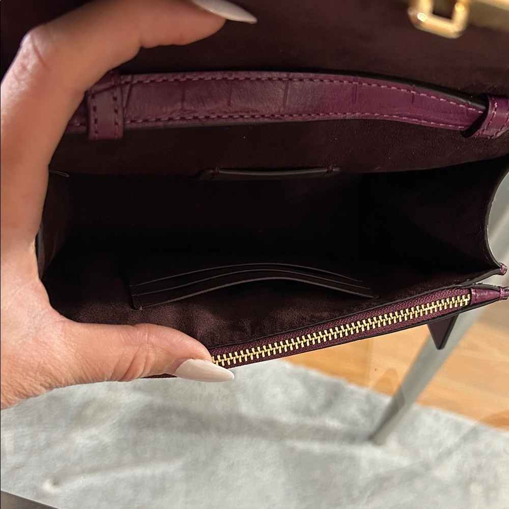 Coach Plum Croc-Embossed Crossbody Bag - Picture 7 of 12